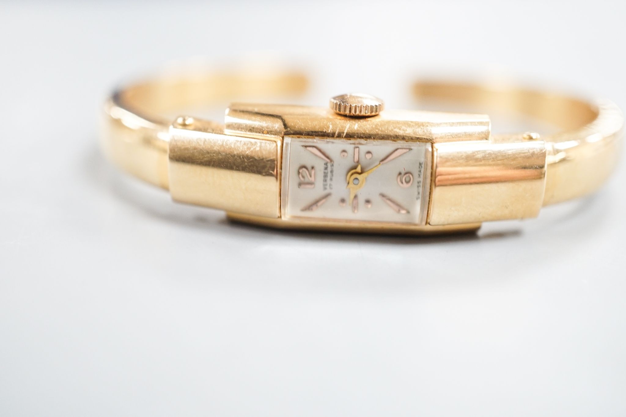 A lady's 18k Verbena open hinged bangle manual wind wrist watch